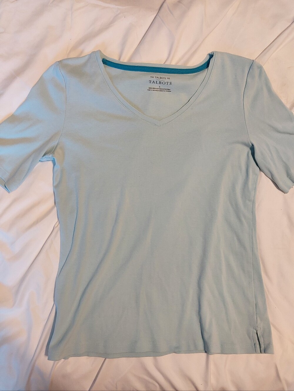 Talbots Light Blue V-Neck Pima Cotton Short Sleeve Tee Size S